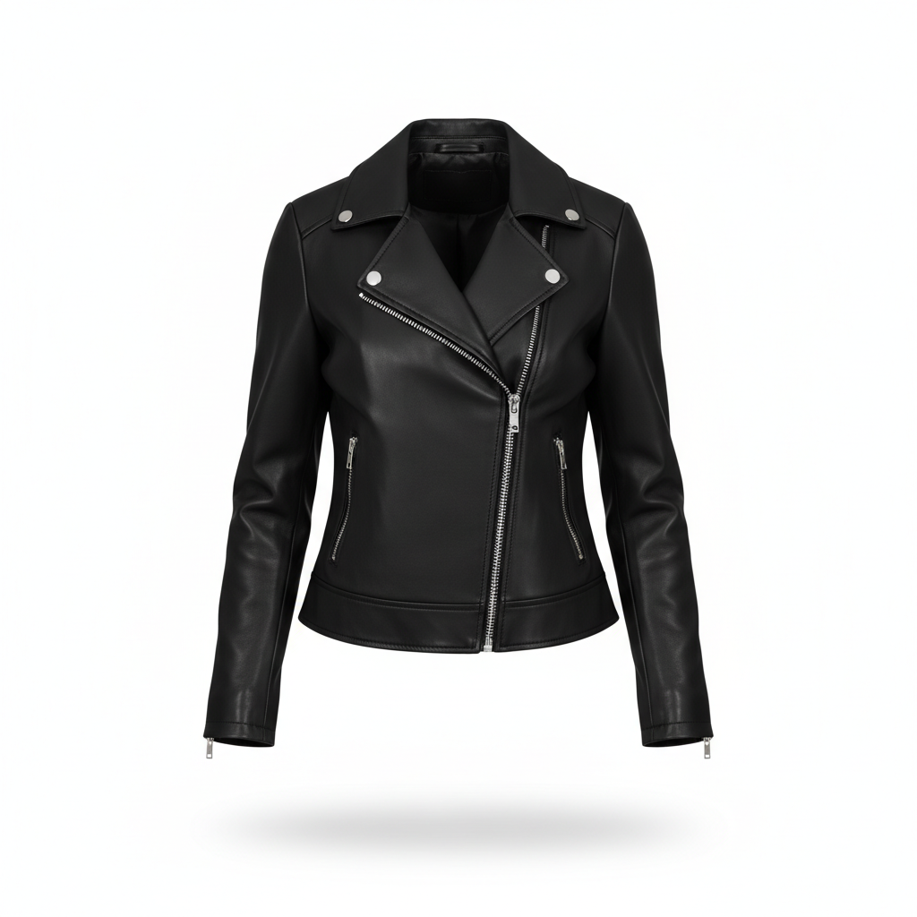 Jacket in Jet Black with Asymmetrical Zip