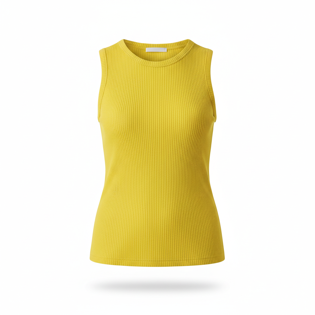 Top in Canary Yellow with Ribbed Texture