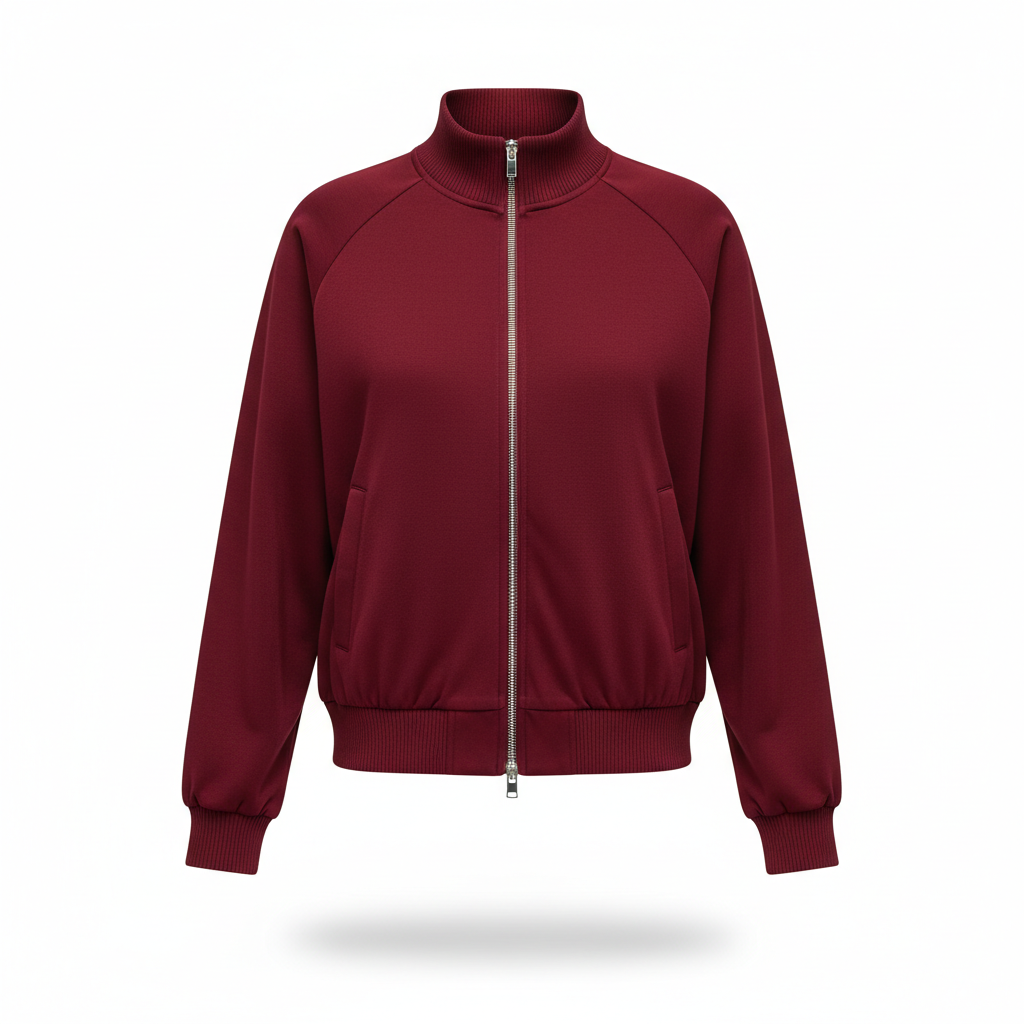 Jacket in Burgundy Red with Ribbed Cuffs