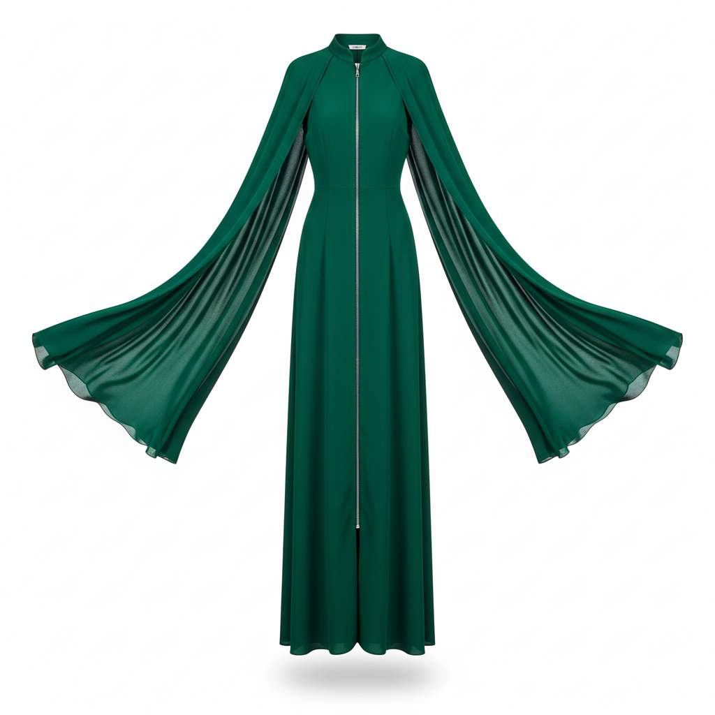 Maxi Dress in Emerald Green with Cape Sleeves Gandolin Maxi Dress in Emerald Green with Cape Sleeves Gandolin