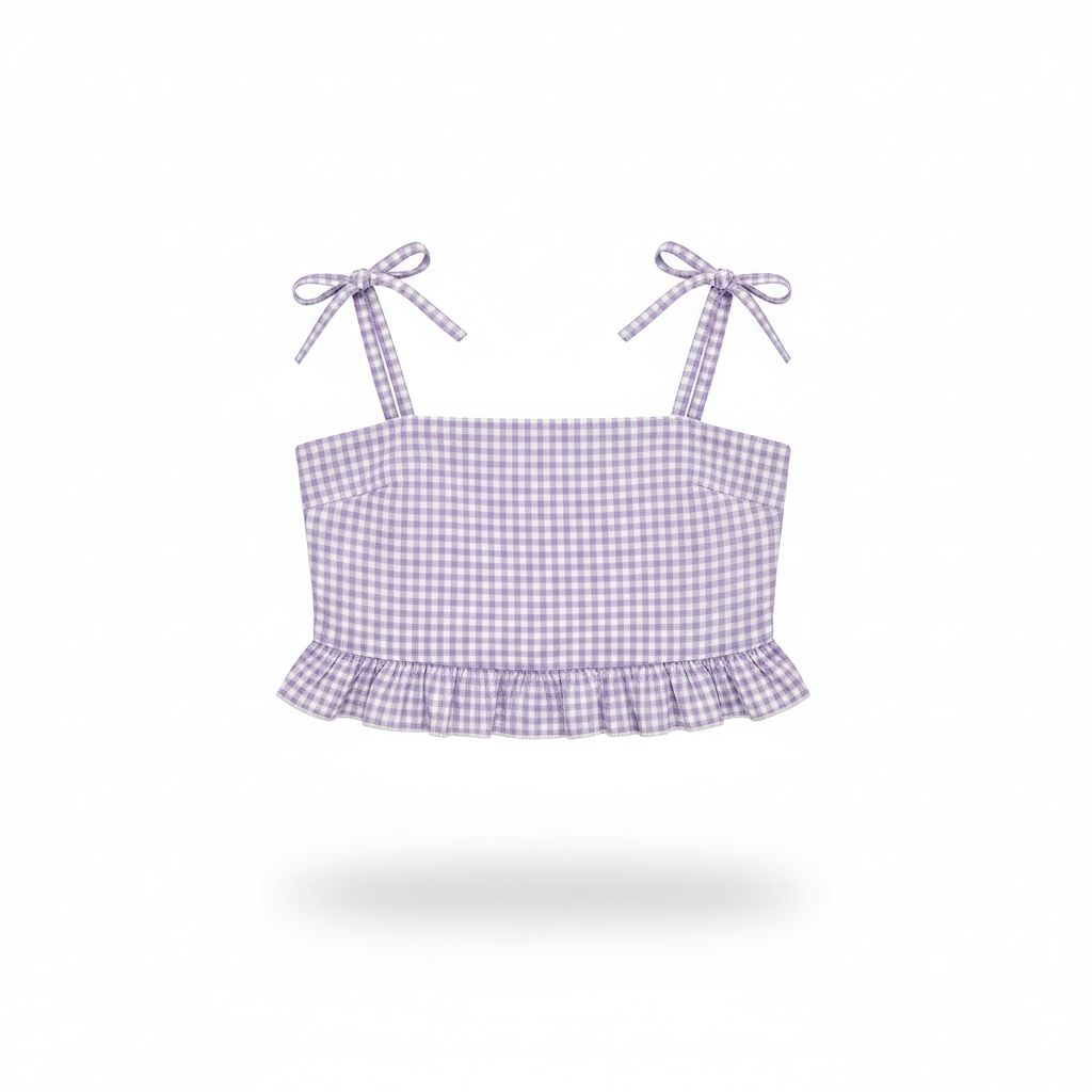 Top with Lilac and White Gingham Check