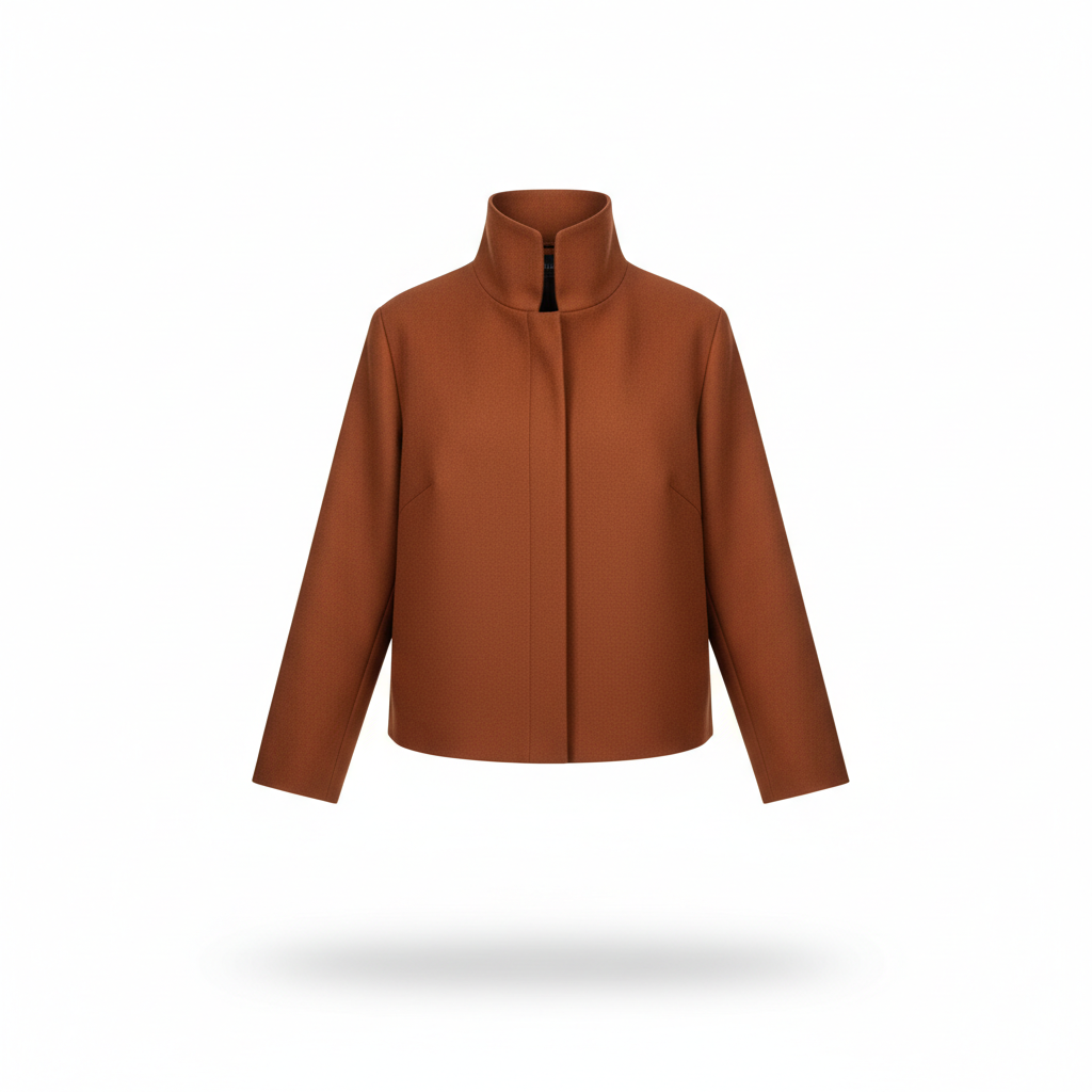 Jacket in Copper Brown with Stand Collar
