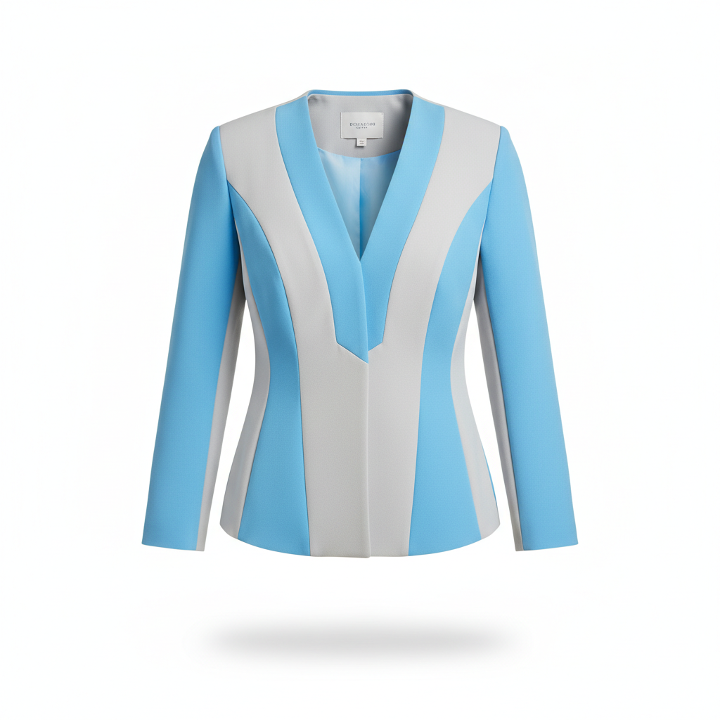 Jacket with Sky Blue and Grey Panel Design