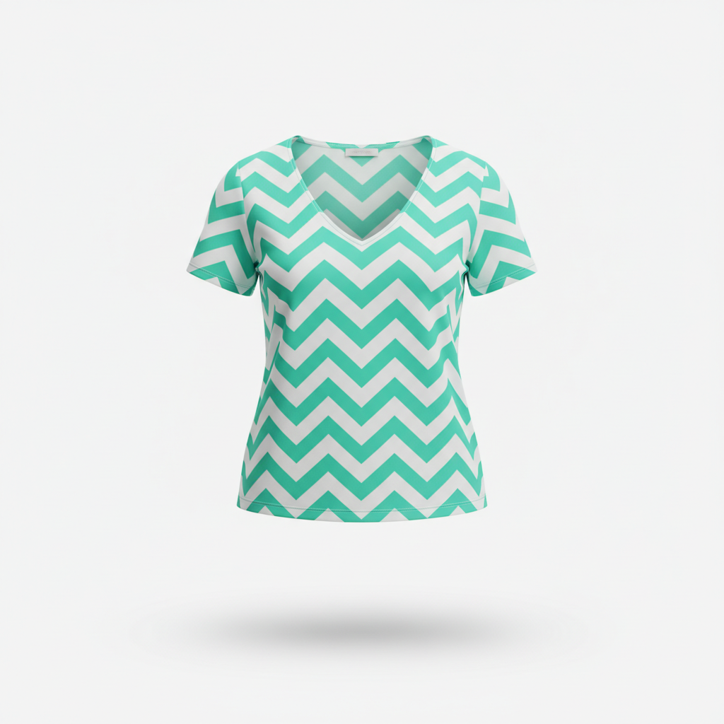 Top with Mint Green and White Chevron Pattern