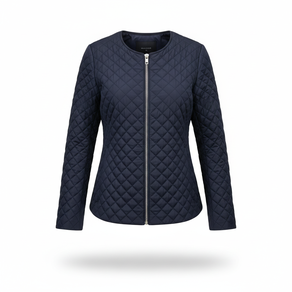 Jacket in Navy Blue with Quilted Texture