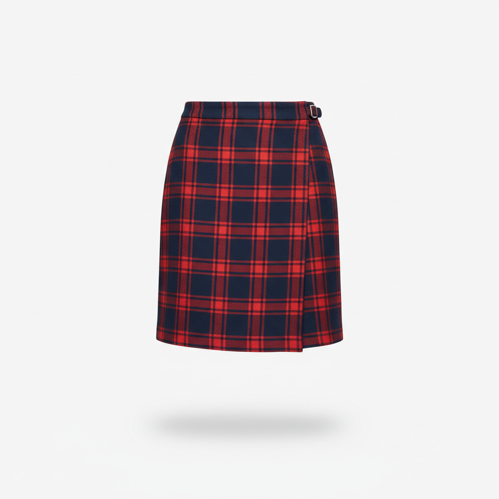 Skirt with Navy and Red Tartan Check