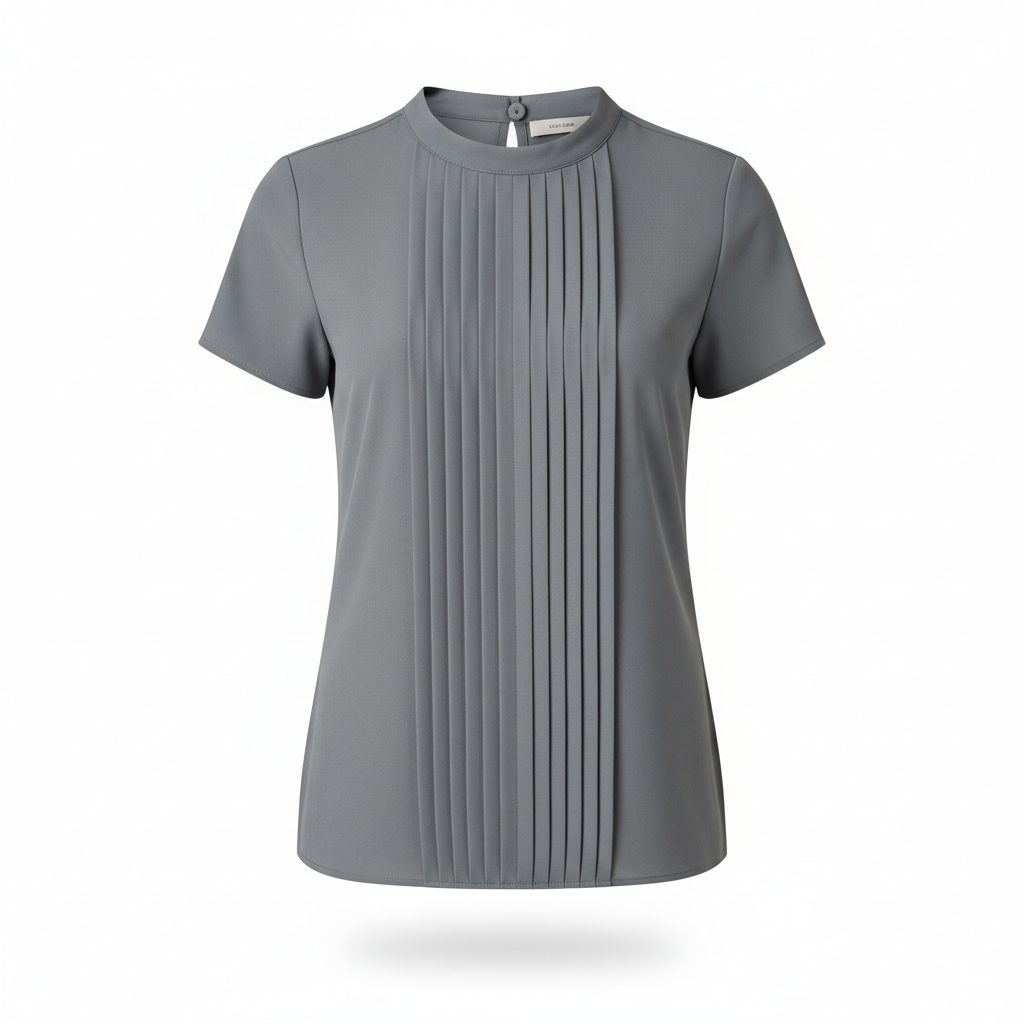Top in Slate Grey with Front Pleats