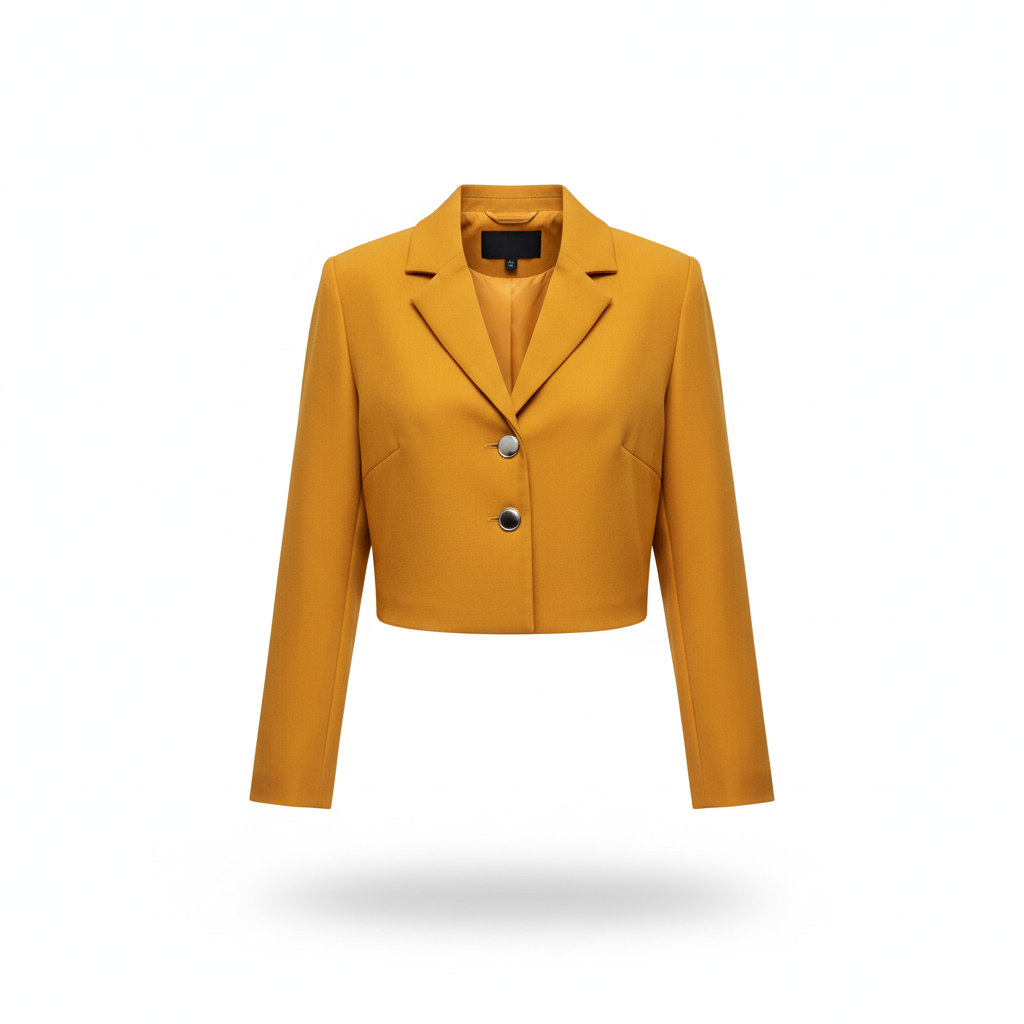 Jacket in Mustard Yellow with Cropped Hem
