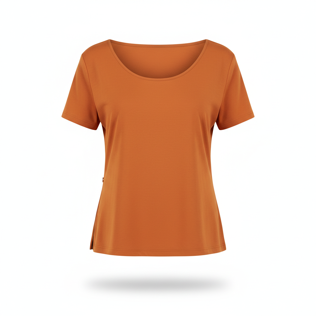 Top in Burnt Orange with Scoop Neck