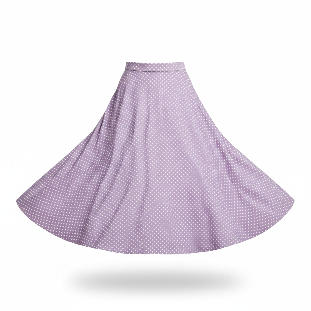 Skirt with Lavender and White Polka Dot Print