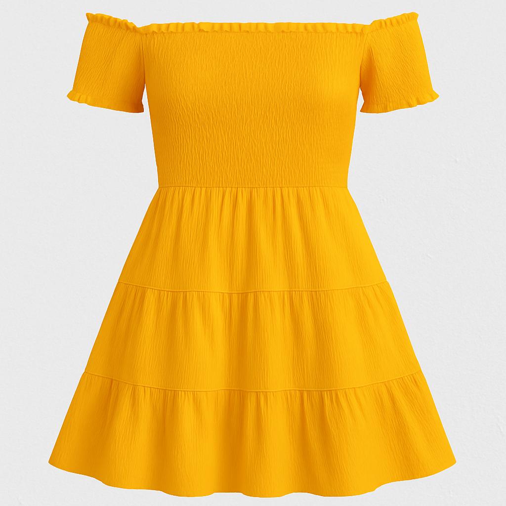 Off Shoulder Mini Dress with Tiered Skirt