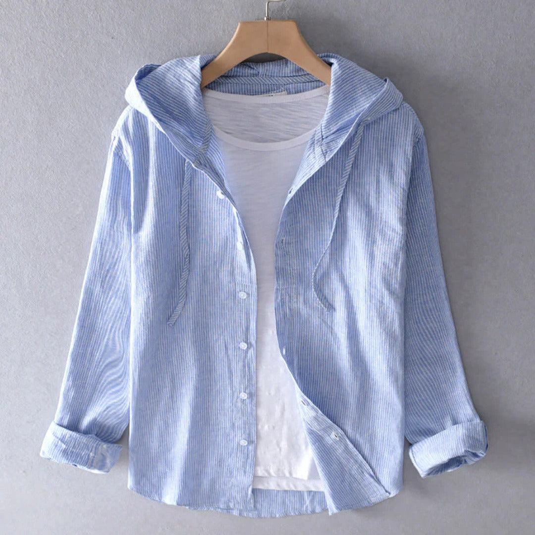 Men's Striped Oversized Shirt with Hood