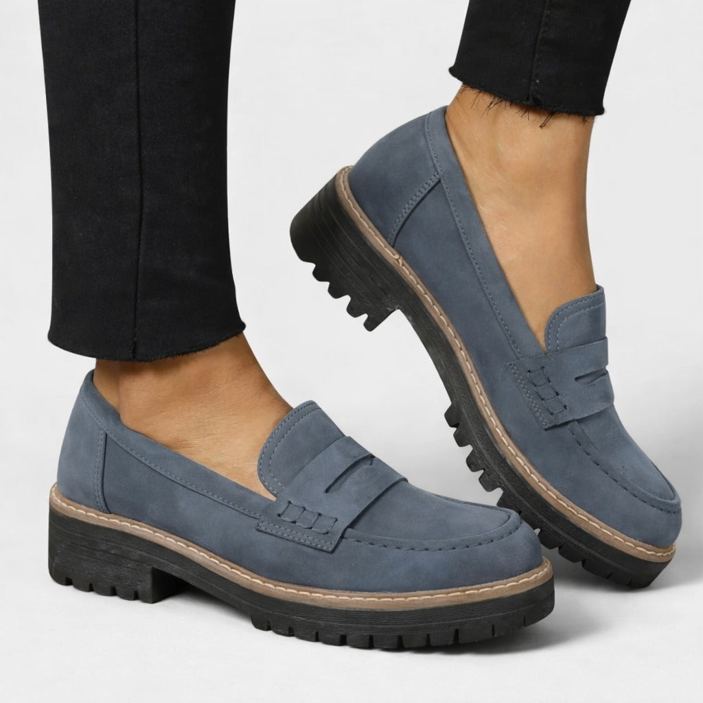 Women's Slip On Platform Loafers with Lug Sole