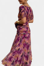 Women's Wedding Guest Evening Midi Dress with Off-Shoulder Neckline
