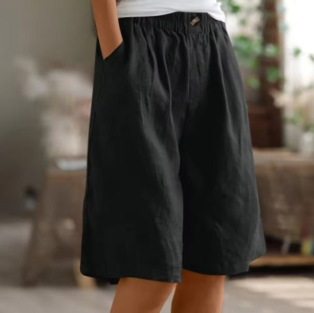 Women's Baggy Wide Leg Shorts with High Waist and Pockets