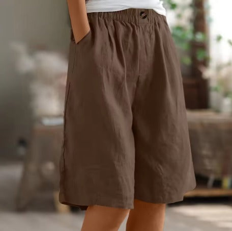 Women's Baggy Wide Leg Shorts with High Waist and Pockets
