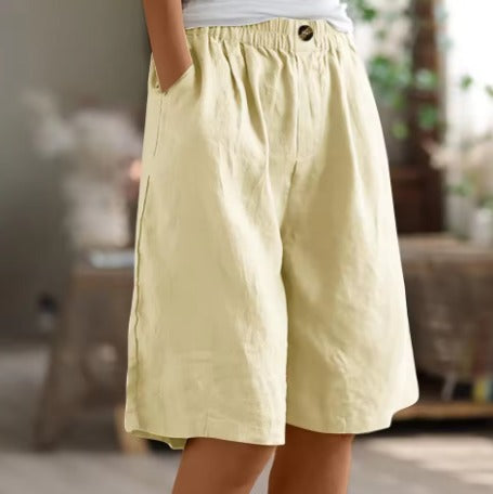 Women's Baggy Wide Leg Shorts with High Waist and Pockets