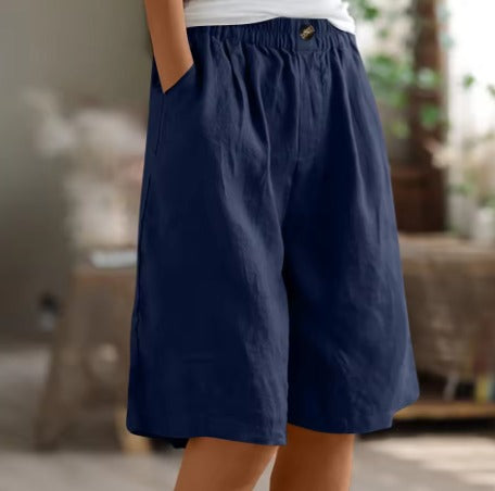 Women's Baggy Wide Leg Shorts with High Waist and Pockets