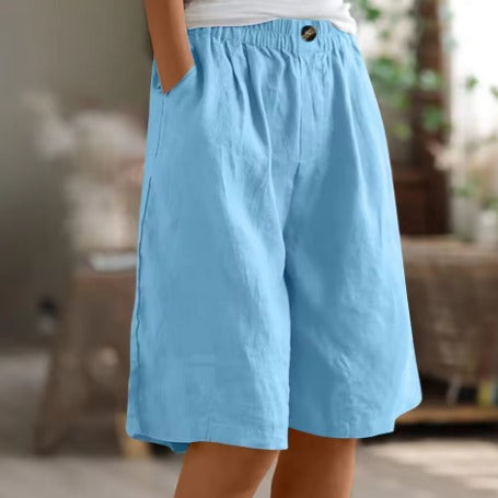 Women's Baggy Wide Leg Shorts with High Waist and Pockets