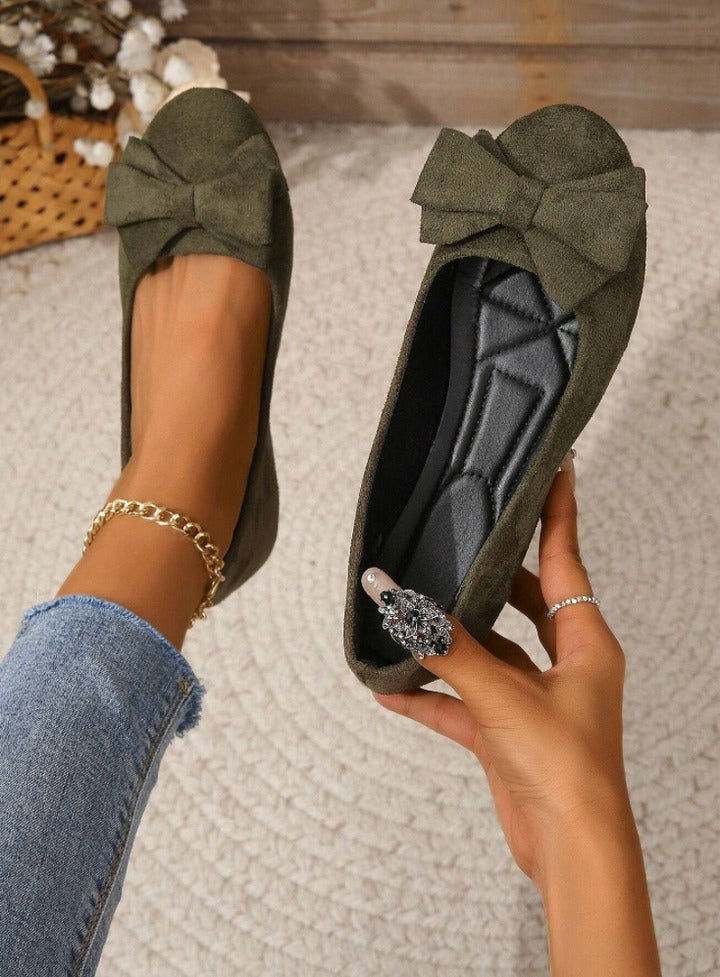 Women's Ballet Slip On Flats with Bow Detail
