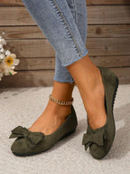 Women's Ballet Slip On Flats with Bow Detail