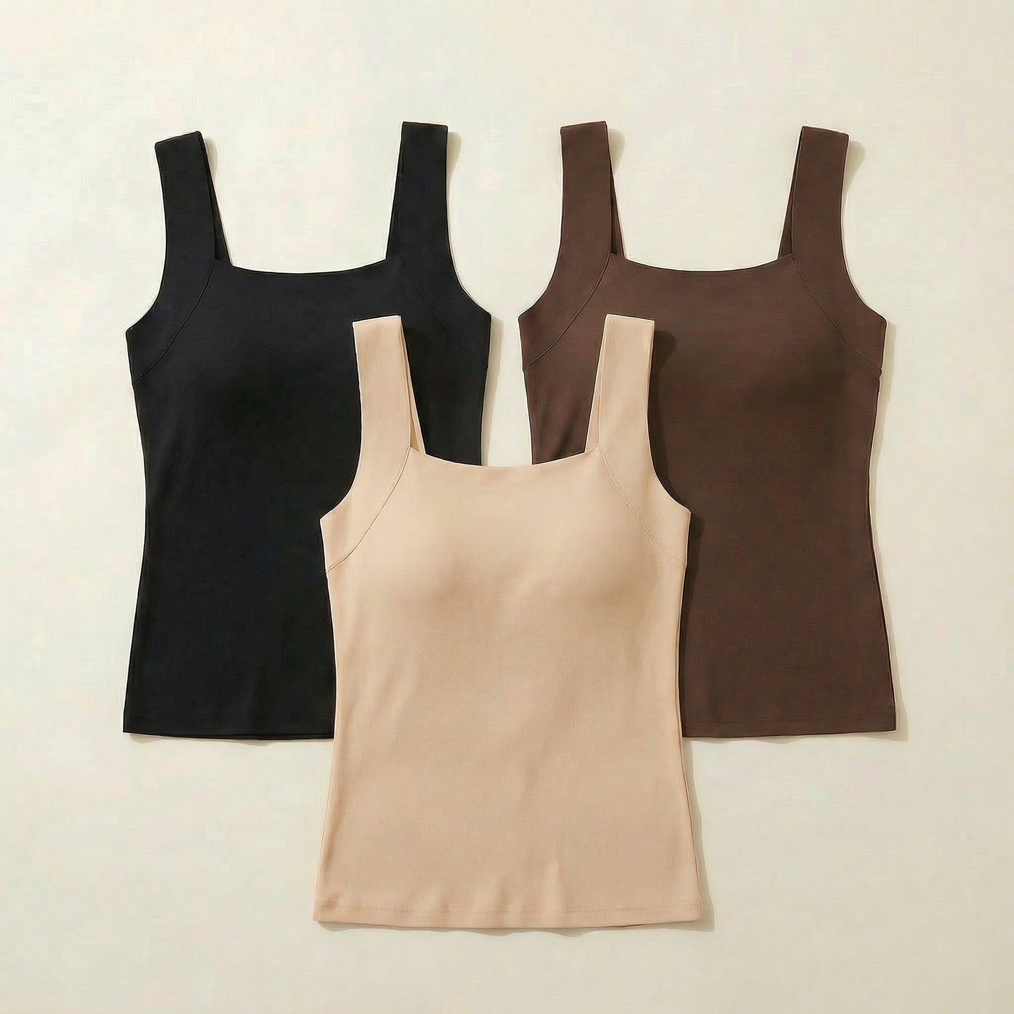 Women's Camisole Tank Top with Built-In Cups and Square Neck