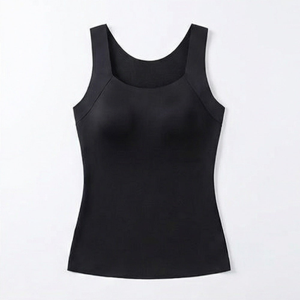 Women's Camisole Tank Top with Built-In Cups and Square Neck