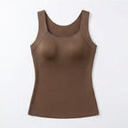 Women's Camisole Tank Top with Built-In Cups and Square Neck