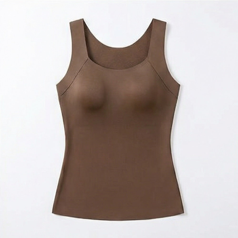 Women's Camisole Tank Top with Built-In Cups and Square Neck