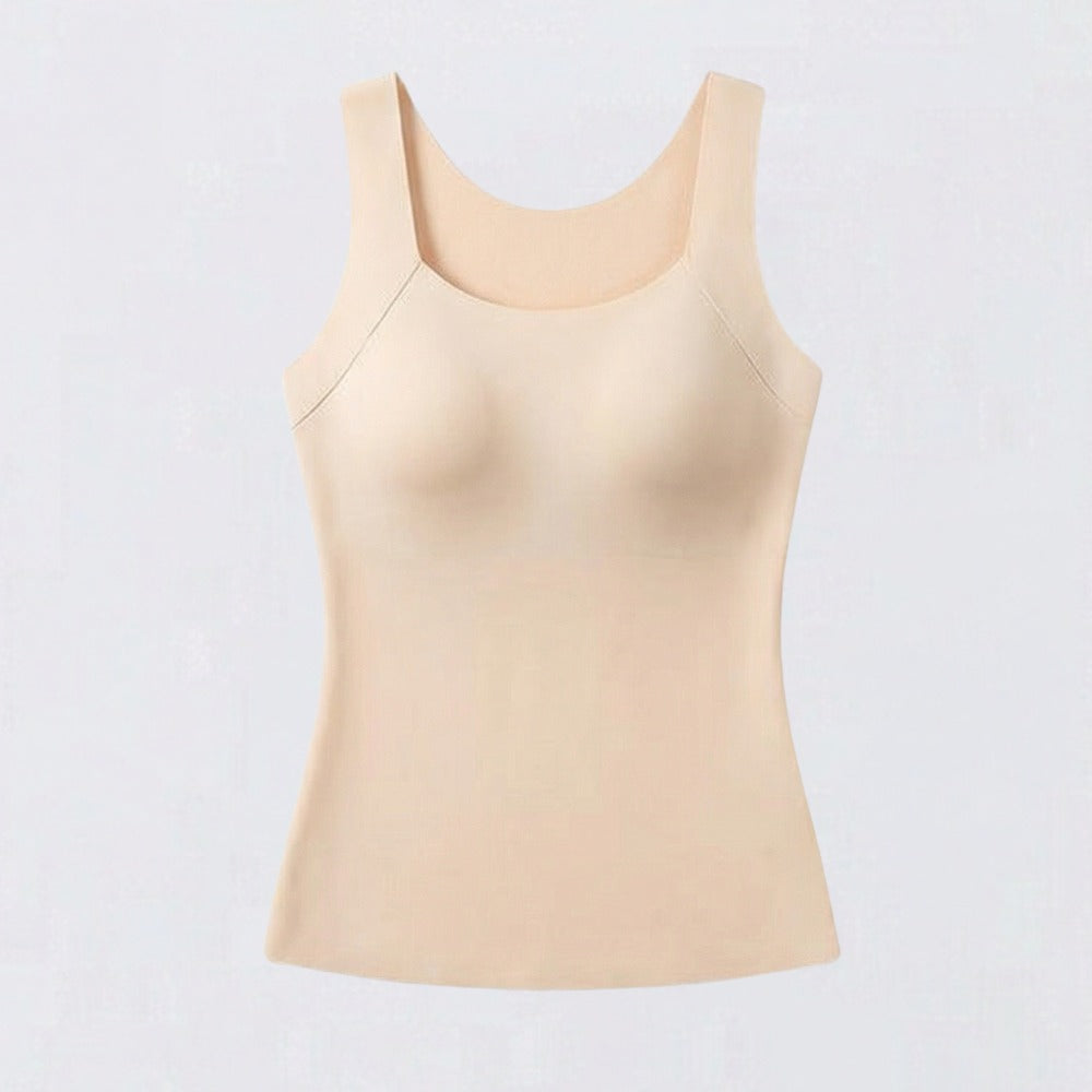 Women's Camisole Tank Top with Built-In Cups and Square Neck