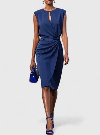 Women's Cocktail Party Dress with Keyhole Neckline