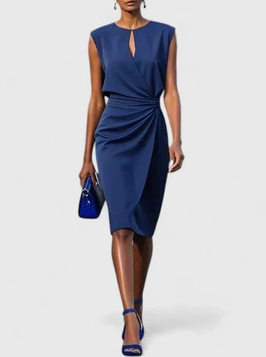 Women's Cocktail Party Dress with Keyhole Neckline