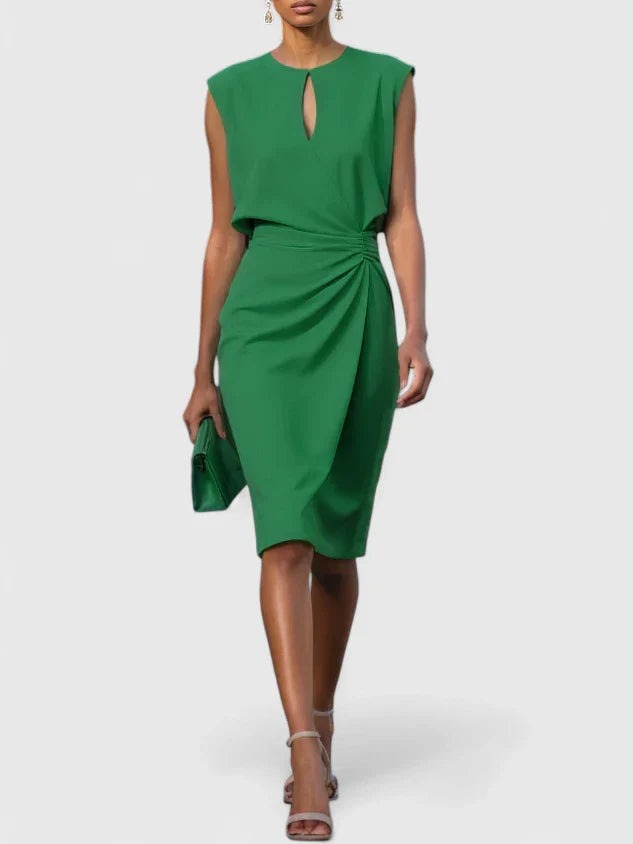 Women's Cocktail Party Dress with Keyhole Neckline