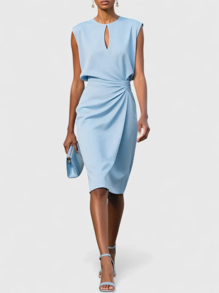 Women's Cocktail Party Dress with Keyhole Neckline