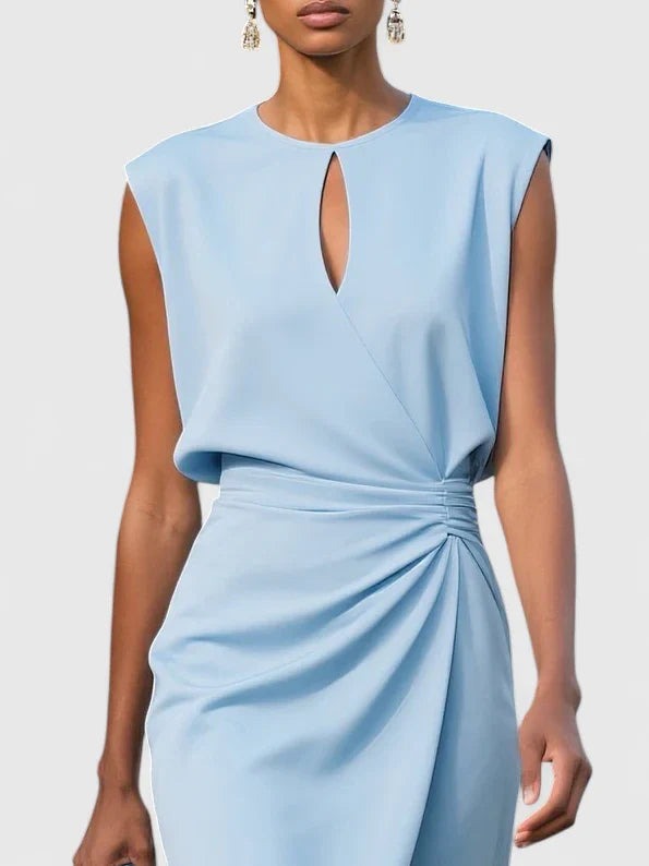 Women's Cocktail Party Dress with Keyhole Neckline