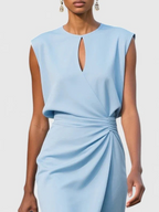 Women's Cocktail Party Dress with Keyhole Neckline