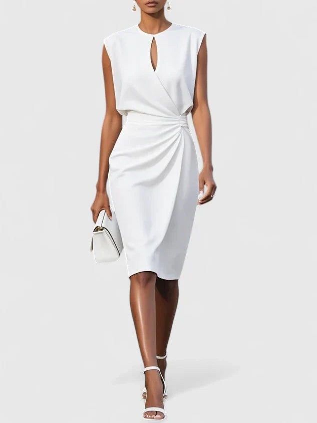 Women's Cocktail Party Dress with Keyhole Neckline