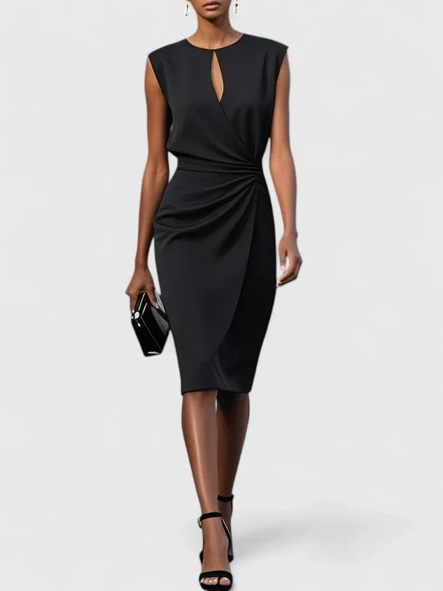 Women's Cocktail Party Dress with Keyhole Neckline
