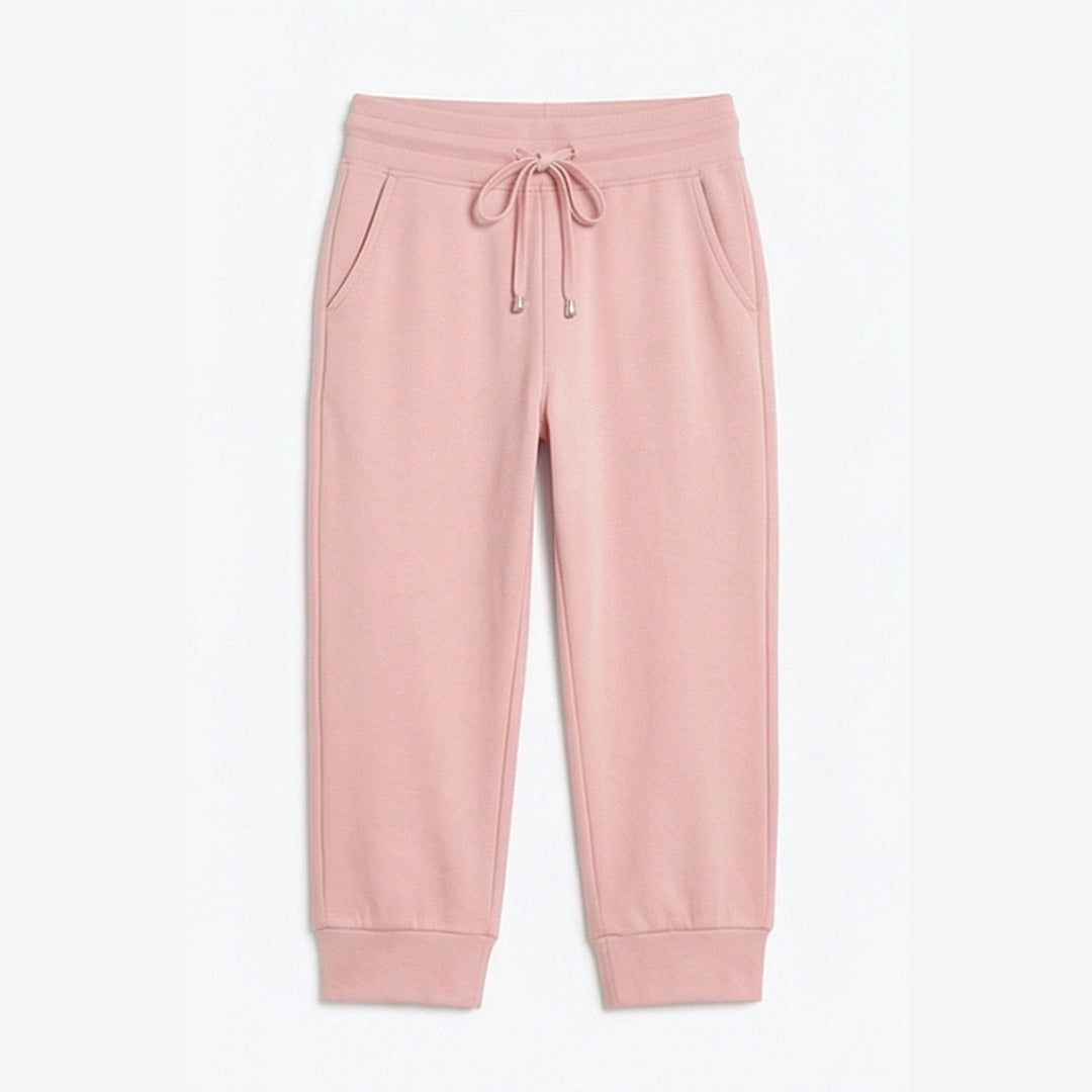 Women's Cropped Joggers with High Waist and Pockets