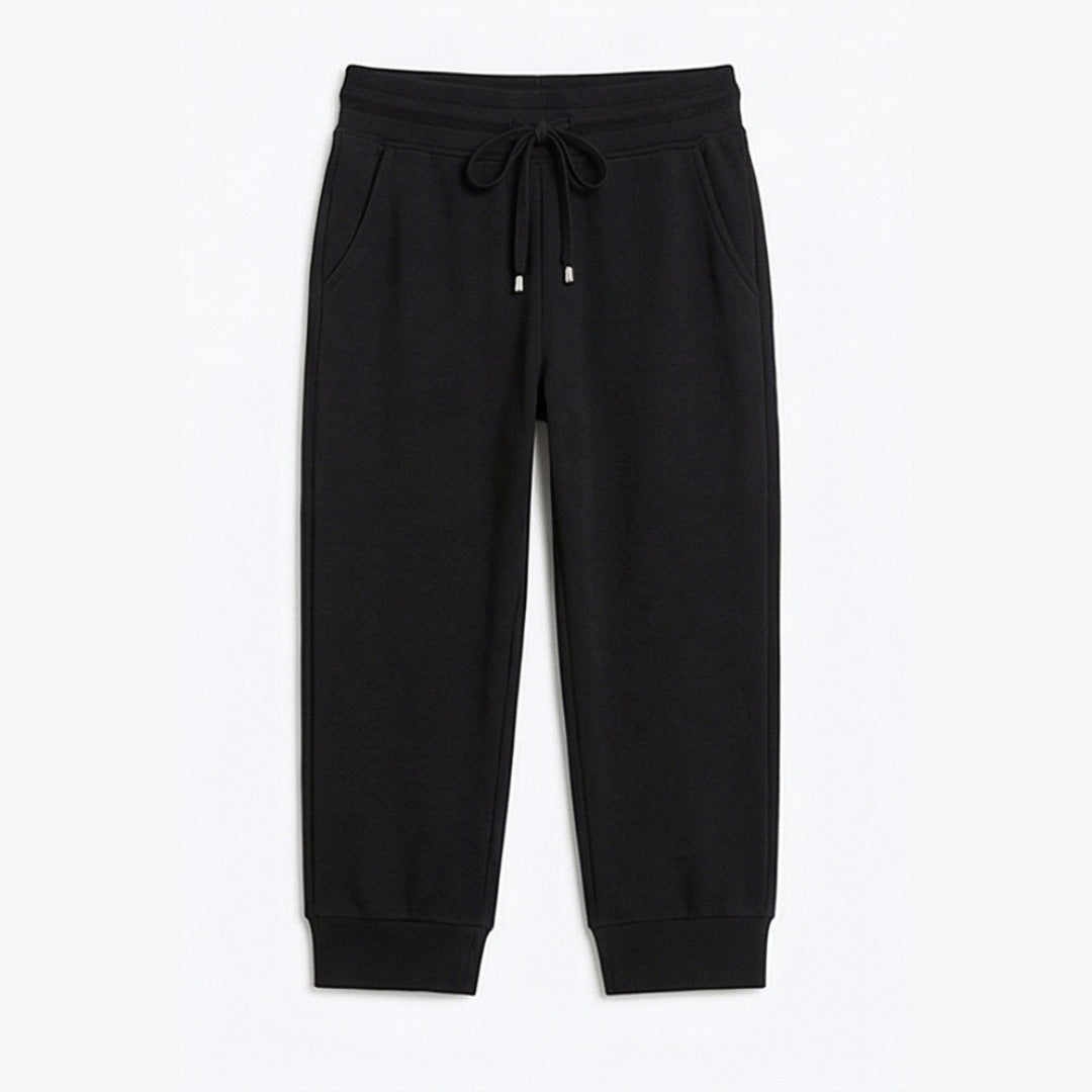 Women's Cropped Joggers with High Waist and Pockets