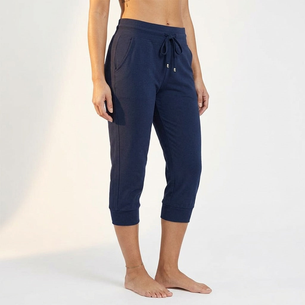 Women's Cropped Joggers with High Waist and Pockets