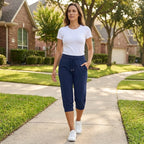 Women's Cropped Joggers with High Waist and Pockets