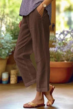 Women's Cropped Wide Leg Pants with Pockets