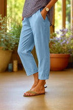 Women's Cropped Wide Leg Pants with Pockets