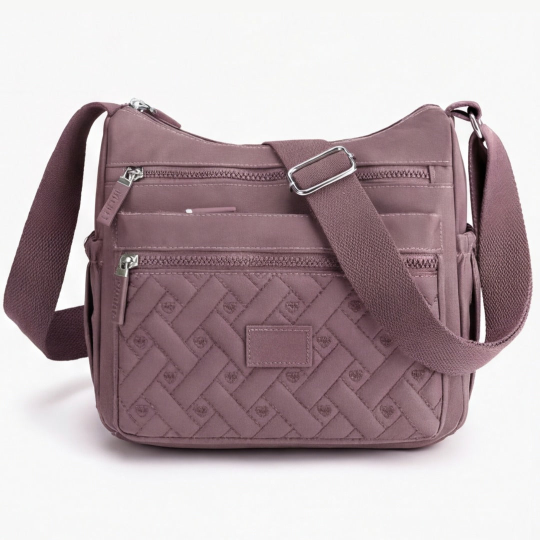 Women's Crossbody Shoulder Bag with Multi-Zip Compartments