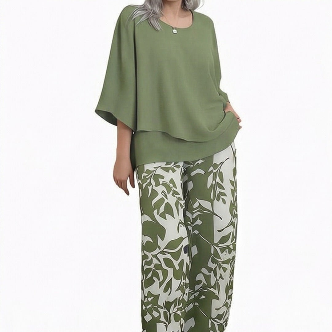 Women's Elegant Two Piece Set with Overlay Top