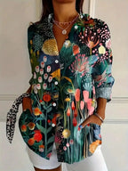 Women's Floral Party Blouse with Long Sleeves