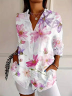 Women's Floral Party Blouse with Long Sleeves