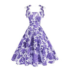 Women's Floral Summer Midi Dress with Tie Straps