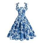 Women's Floral Summer Midi Dress with Tie Straps